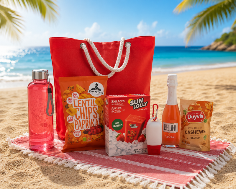 RELATIEGESCHENK ZOMERPAKKET: SUNNY RED BAG