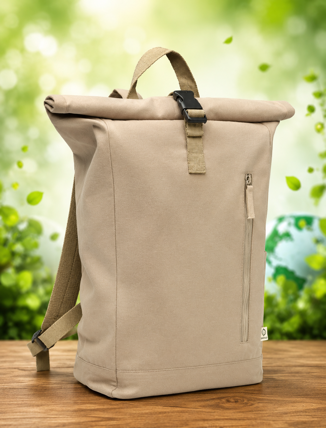 Rolltop rugzak gerecycled katoen