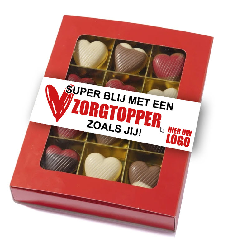 Zorgtopper chocolade hartjes
